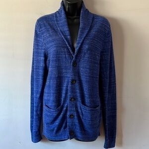 Goodthreads Men's Soft Cotton Cardigan Summer Sweater in bright blue sizeS EUC